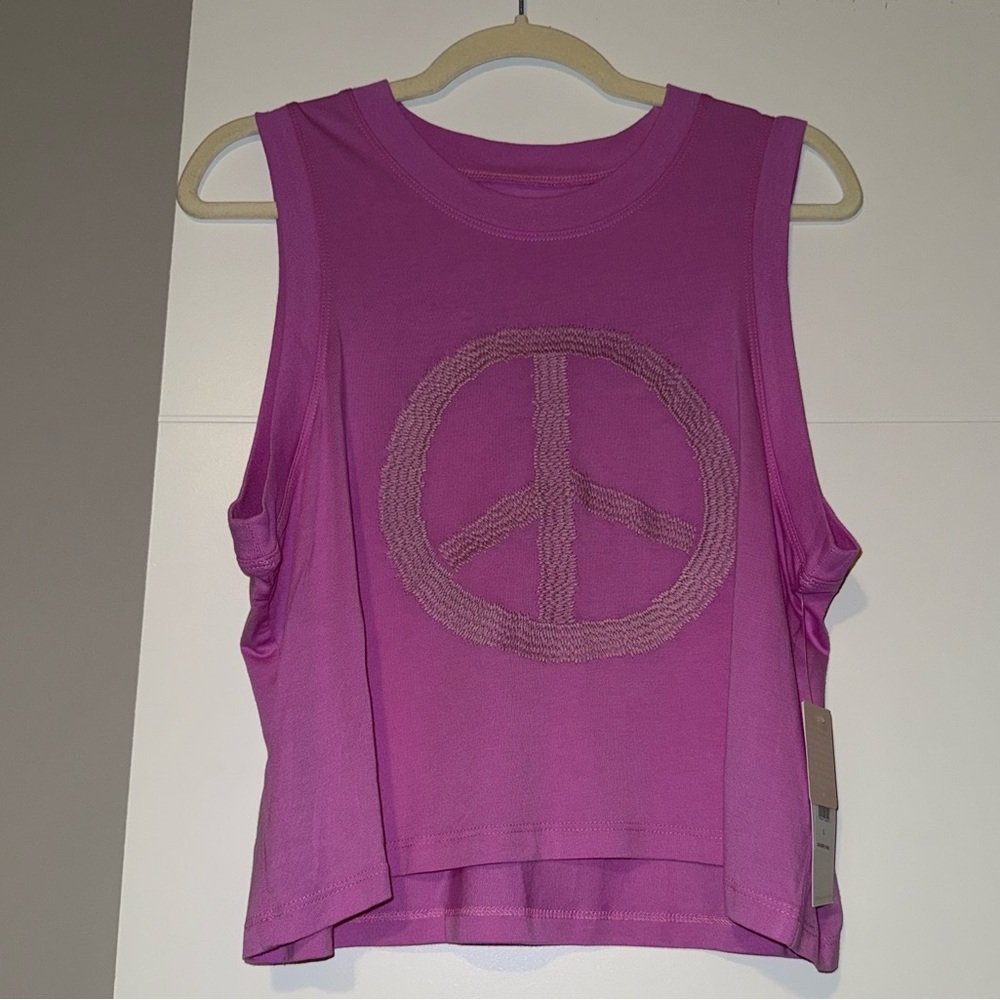 Spiritual Gangster, Fuchsia Peace Tank Top, L, NWT